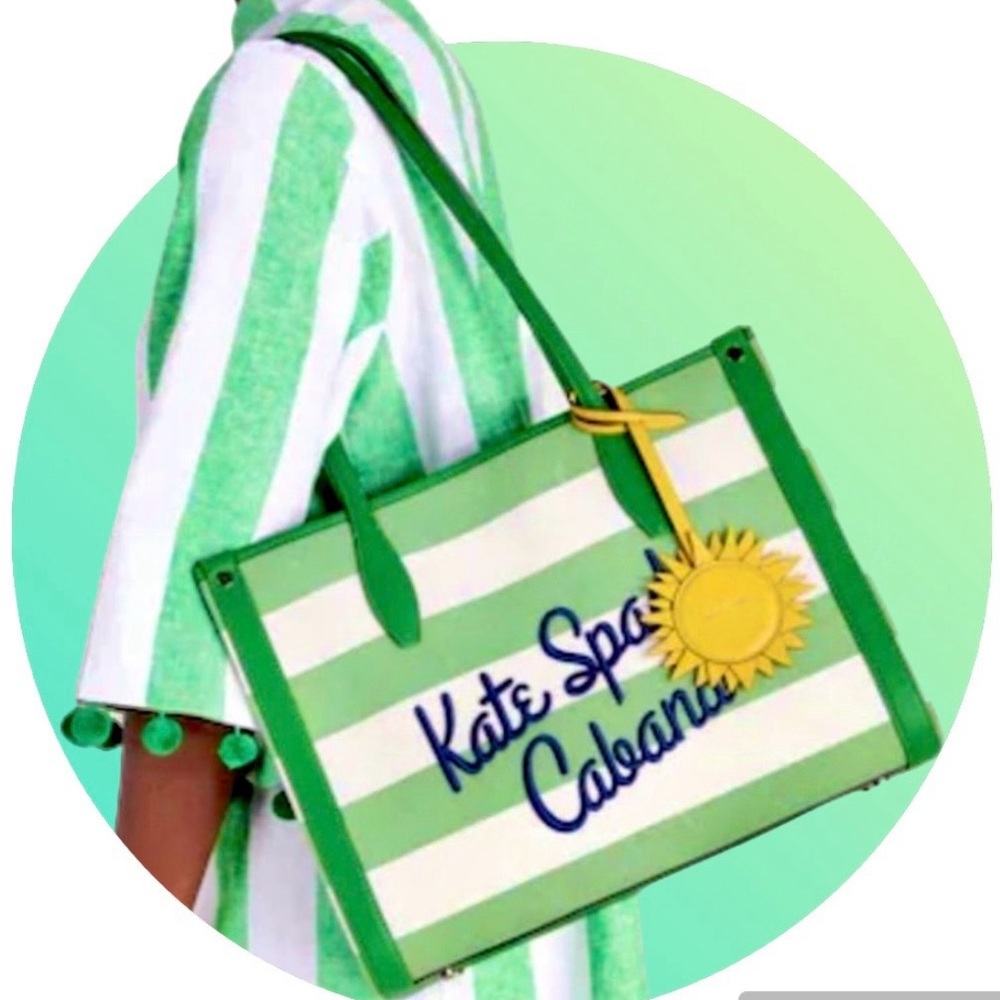 Kate spade Cabana Tote & Dust Bag NWT Tropical Vibe Thick Embroidery in black